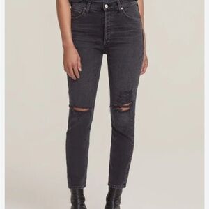 Agolde High Rise Black Distressed Jeans